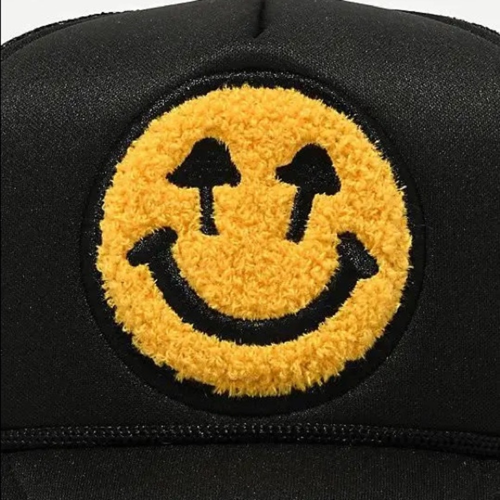 Happy Caps Double Blind Trucker Hat- Black and Yellow